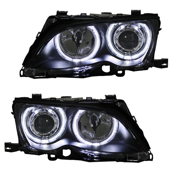 Scheinwerfer LED Angel Eyes FüR BMW E46 Limo Touring Bj. 2001-2005 Schwarz-image