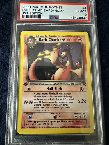 2000 POKEMON ROCKET #4 DARK CHARIZARD-HOLO 1ST EDITION PSA 6