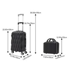 2Pcs ABS Hard Shell Suitcase Set Hand Cabin Luggage Travel Trolley Lightweight
