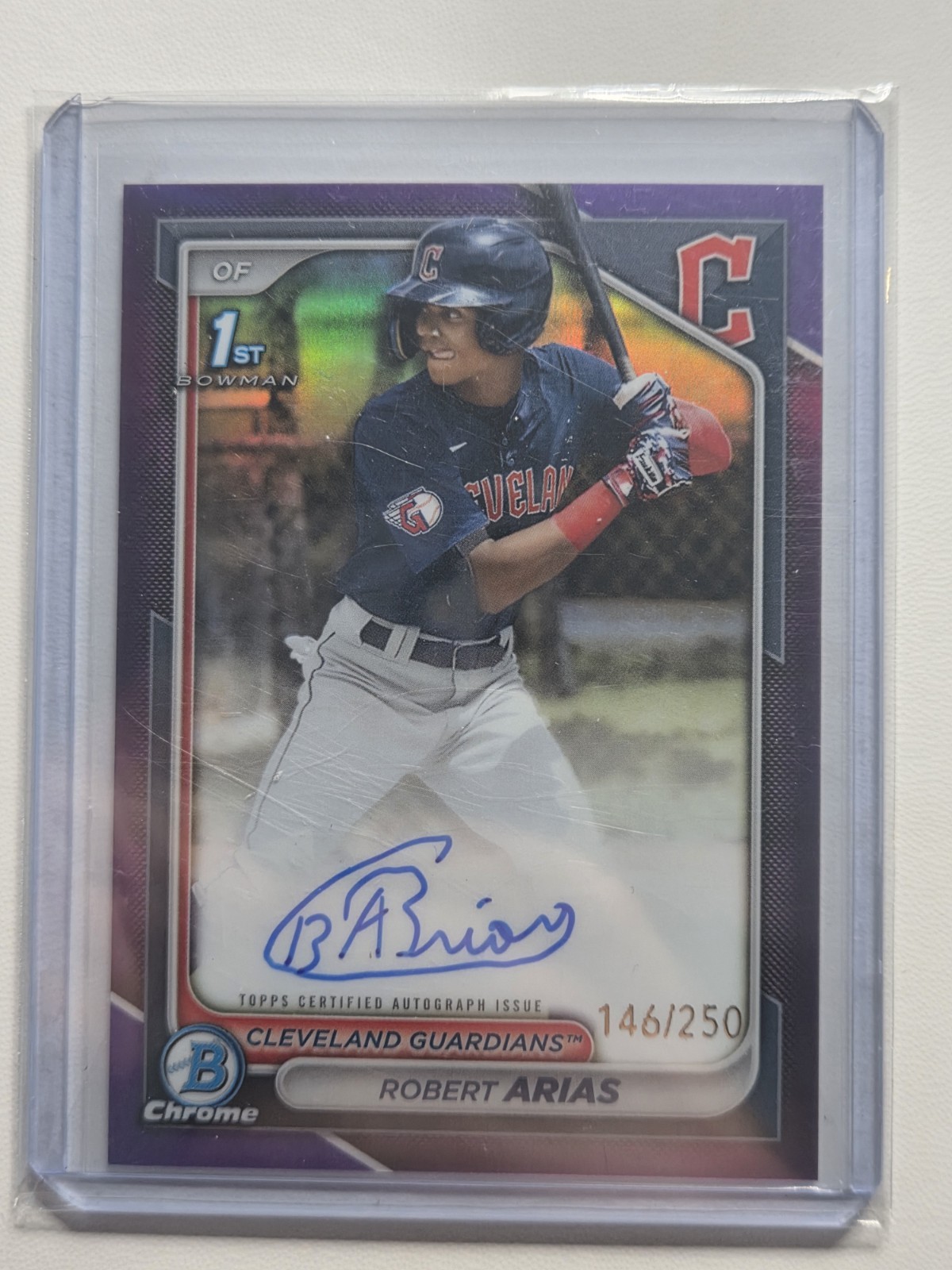 2024 Bowman Chrome 1st Purple Refractor Auto /250 Robert Arias Guardians