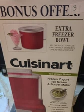 Cuisinart 1.5 Quart Ice Cream Frozen Yogurt Maker Extra Bonus Bowl New In Box 