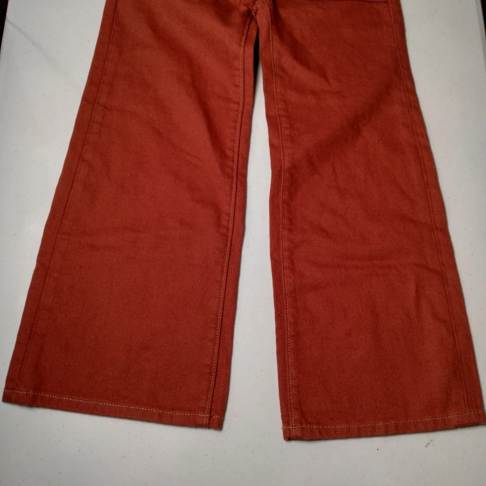 Old Navy Pants Girls Small 6 Baggy Wide Leg High Rise Rust Elastic Canvas READ - Image 4 of 4