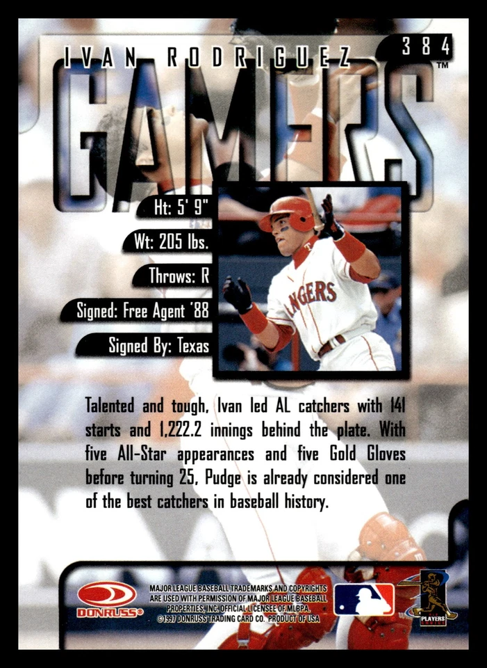 1997 Leaf #384 Ivan Rodriguez GAMERS - Image 2 of 2