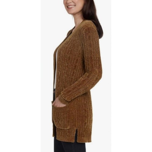 Matty M Chenille Cozy Long Open Cardigan Sweater Women's Size S Bronze Brown - Picture 2 of 12