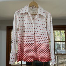 Vintage 60s/70s Montgomery Ward Disco Abstract Pattern Pearl Button Up Shirt MED