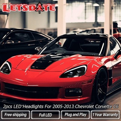 Smoke LED Projector Headlight For Chevrolet Corvette C6 2005-2013 Front Lamp DRL