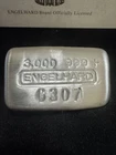 2025 3 oz. Engelhard .999+ Silver Bar W/ Assay Thick Cast poured In Clam Shell