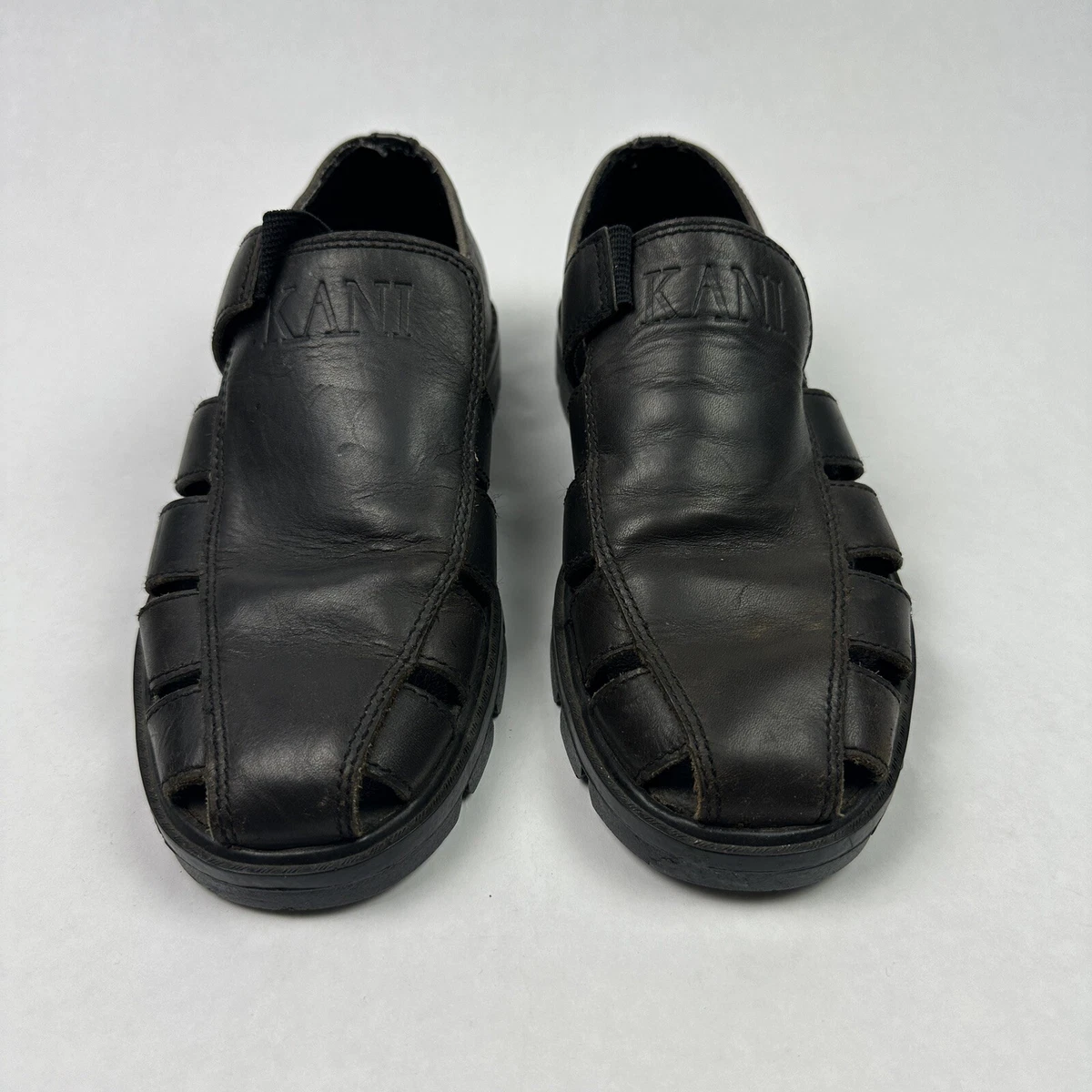 Black Fisherman Sandals for Men with Upper Leather for sale 