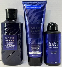 Bath & Body Works DEEP OCEAN for Men Body Wash, Cream, Spray Gift Set