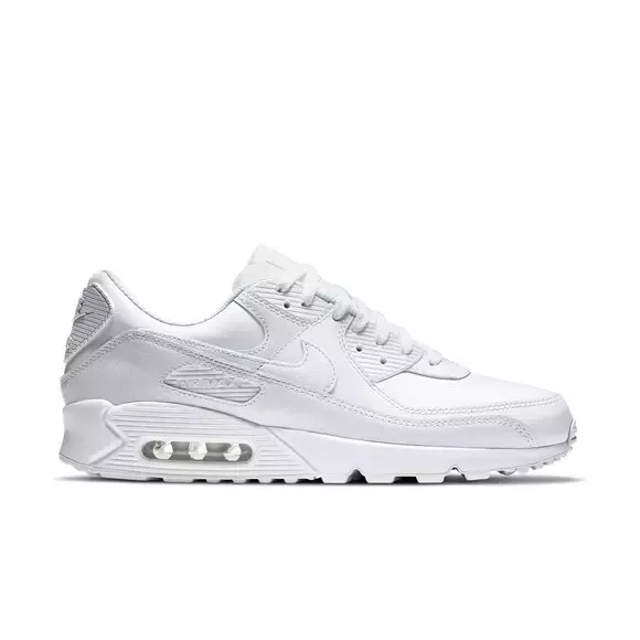 Nike Men s Air Max 90 Leather Triple White Running Shoes All NEW