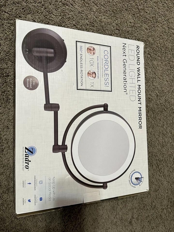 Zadro LED Wall Mounted Makeup Mirror w/ 1X or 10X Magnification & Extendable Arm - Image 4 of 4