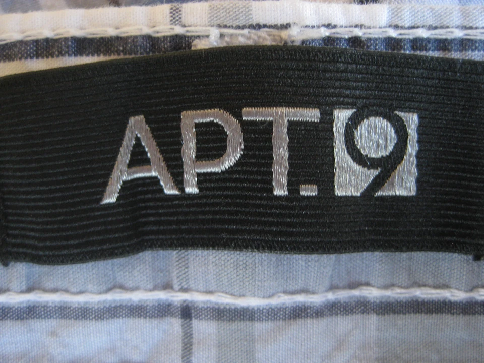 APT. para hombre nuevo con etiquetas. 9 Pantalones Cortos Seersucker 40W Azul Gris Blanco Algodón Ligero a Cuadros Foto 4 de 4