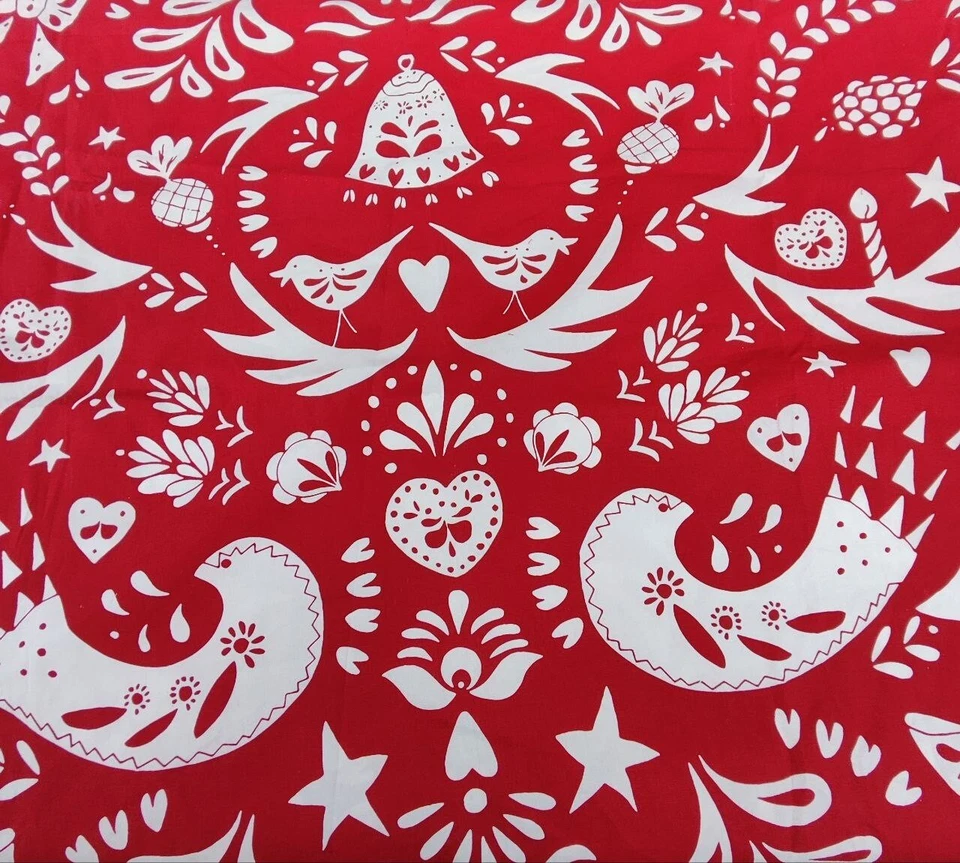 Tela Ikea roja blanca por yarda estampado folclórico nórdico Johanna Skånnmyr 2015 W60 " Foto 4 de 4