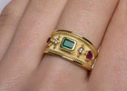 Gold Emerald Ring, Gold Gemstone Ring, Byzantine Ring, Medieval Ring For Mens
