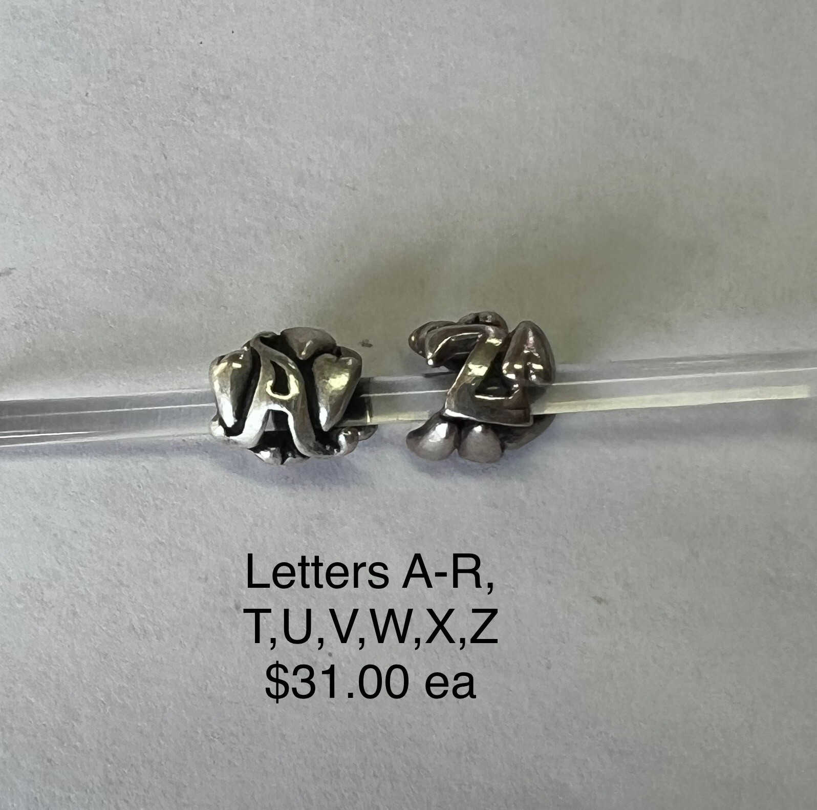 Trollbeads sterling silver alphabet charm beads for jewelry making
