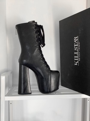 Killstar platform boots black lace up heels 38 uk5 gothic boots goth shoes y2k