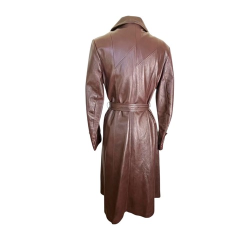 Vintage 70er Jahre Ochsenblutroter Trenchcoat Echtleder von New England Gr. 14 - Bild 4 von 9