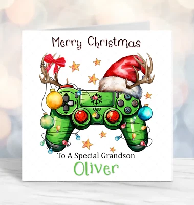 FORGETMEKNOT CARDS Personalised Christmas Card Gaming Controller Boys Son Grandson girls daughter