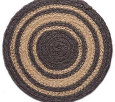 8” Primitive Homespun Braided Candle Mat Jute Braided Grey Trivet