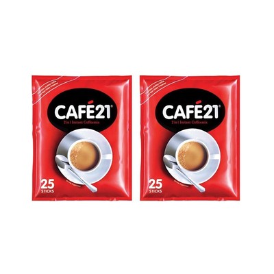 2 Box 25's Cafe21 2 in 1 Coffee Arabica Cafe Roasted Beans NO SUGAR ADDED