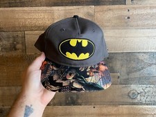 Batman Snapback Hat Youth Boys Girls Kids Superhero Flat Bill All Over Sewn Cap