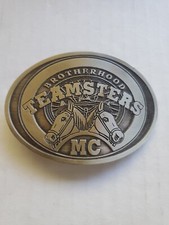 Teamster BrotherHood MC Motorcycle Club Pewter Biker Belt Buckle 2.5"x3.5"