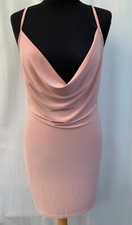 Short scoop neck dress boohoo size 10 peach polyester womens