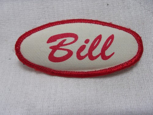 BILL  USED SILK SCREEN VINTAGE SEW ON NAME PATCH TAGS ASSORTED COLORS AVAILABLE