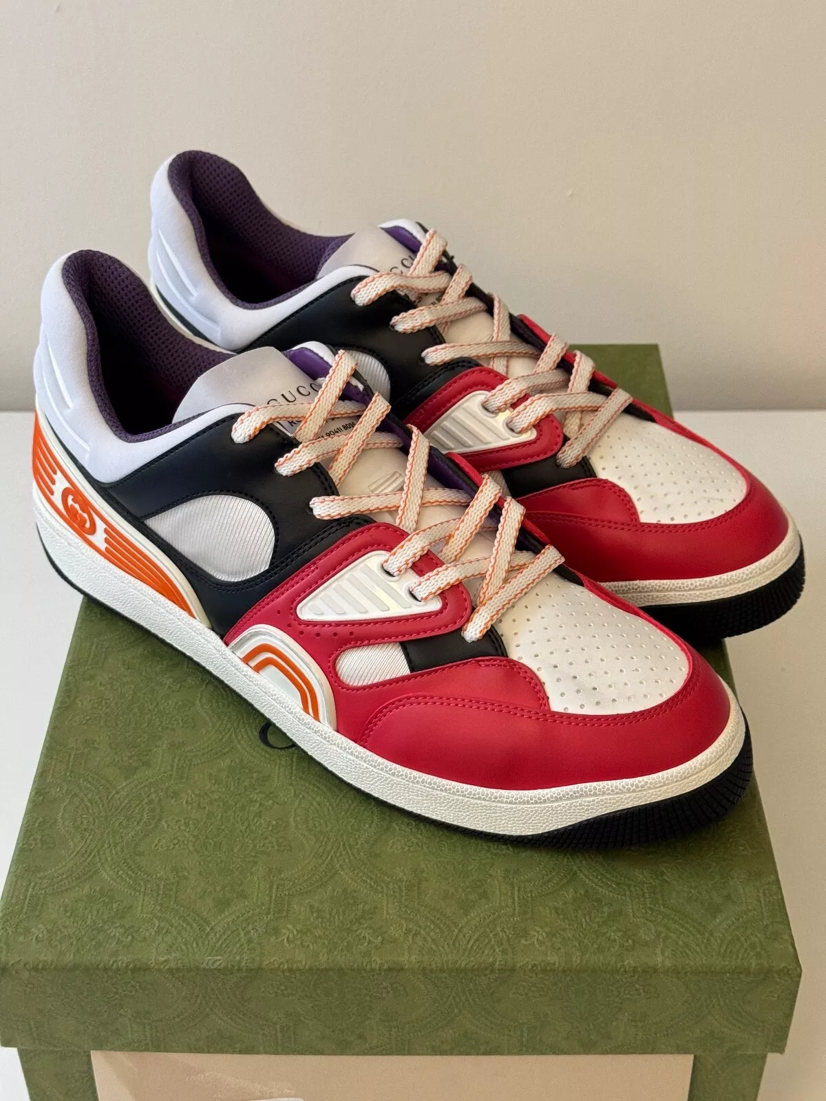 taille 9G   Baskets Gucci Basket Demetra noir rouge orange blanc