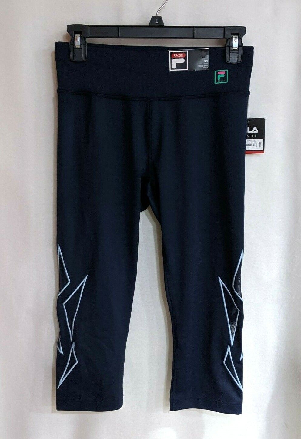 Leggings Capri FILA SPORT donna blu a forma di rete con inserti Taglia S Nuovi con etichette
