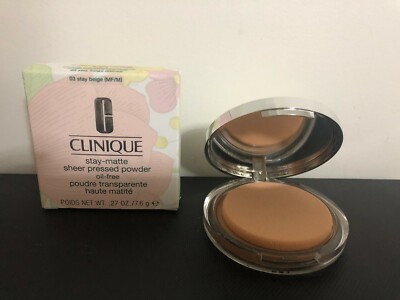 Clinique Stay Matte Sheer Pressed Powder Oil Free #03 Stay Beige 0.27oz Boxed