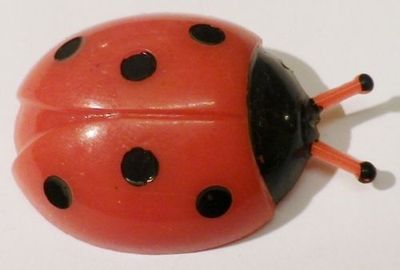 Broche Vintage Coccinelle En Relief Rouge à Pois Noirs - Fantaisie - Modèle A07 - Occasion