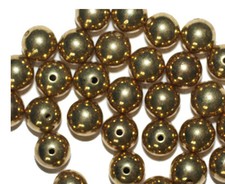 10mm Round Goldtone Metalized Metallic Beads