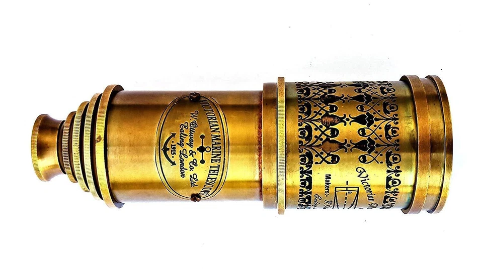 Telescopio de latón antiguo telescopio pirata naval victoriano de mano Foto 2 de 4