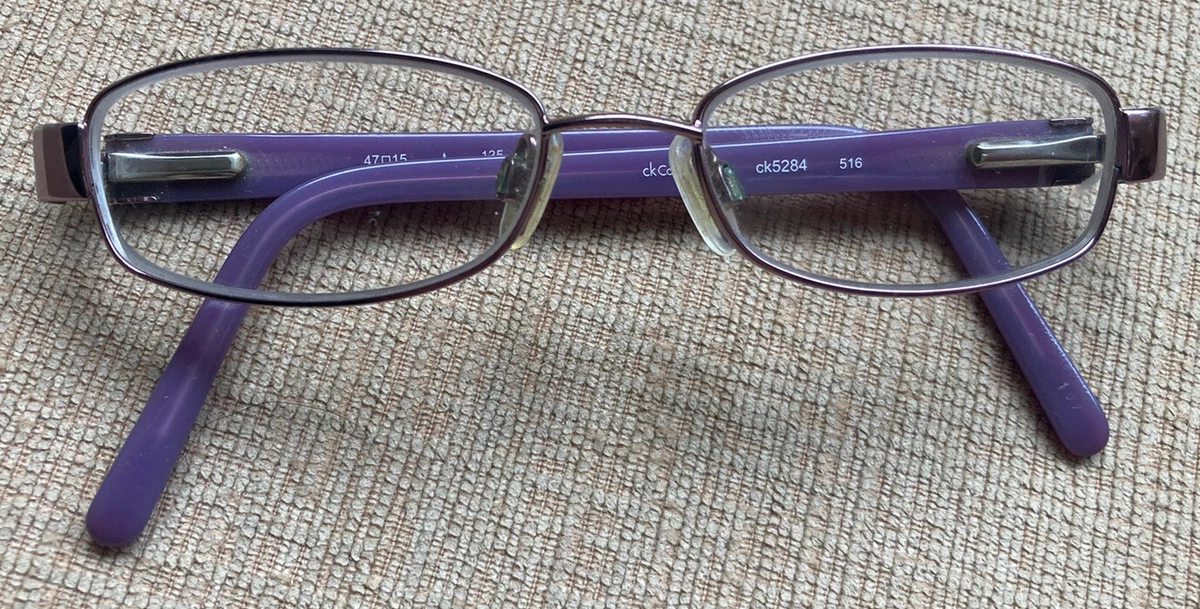 Calvin Klein Petite Eyeglasses CK5284 516 47 15 135 Full Metal Purple Frame EUC