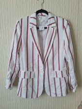 Brand New H&m White And Red Blazer Jacket For Women Size 8uk Express Shipping