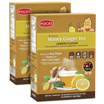 Honey Ginger Tea , Lemon  Flavor , (Pack of 2) Best By 06/2026
