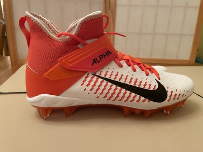 Nike Mens Alpha Menace Pro 2 Mid Football Cleats Sz 14 Org Wht Blk - New!