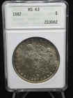 1887 $1 Morgan Dollar ANACS MS63 "Soapbox" Toned