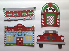 3D UPick Christmas 50s Diner Boy Girl Jute Box Car Scrapbook Card Embellishment