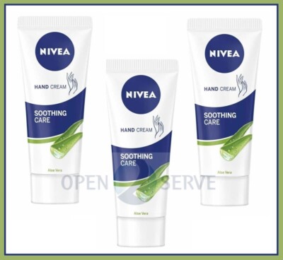 3 x Nivea Handcreme beruhigende Pflege | Aloe Vera | 24h Feuchtigkeit - 75ml