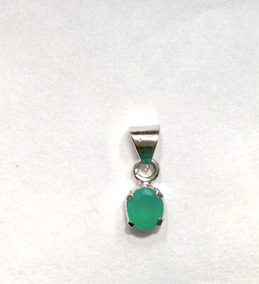 Rhodiniert 0,50 ct Oval Smaragd Set in Sterlingsilber für Charm/Anhänger