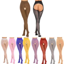 Womens Pantyhose Stretchy Tights Mid Waist Hosiery Mesh Clubwear Glossy Smooth