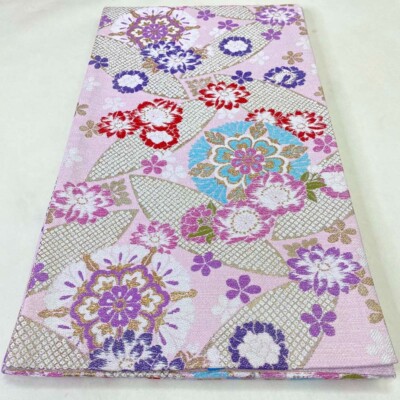 Fukuro Obi Furisode Japanischer Kimono Festkleid Reine Seide Fukuro Rosa 2761