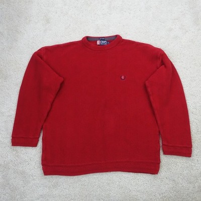 Chaps Ralph Lauren Pullover Herren Large Rot Baumwolle Fischgrät Preppy Klassisch Strick
