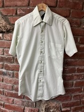 Vintage 70s 80s Sears Perma-Prest Button Up Shirt Size M/S Light Green