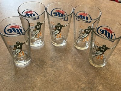 MILLER LITE Chicago Bears Football WALTER PAYTON Drinking Glasses Set Of 5