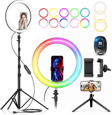 12" Selfie Ring Light with 73" Extendable Tripod Stand and Phone Holder, 38 Colo