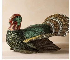 ⚡️John Derian x Target 2024 Turkey Pillow 16"x15" Plush Beaded Thanksgiving