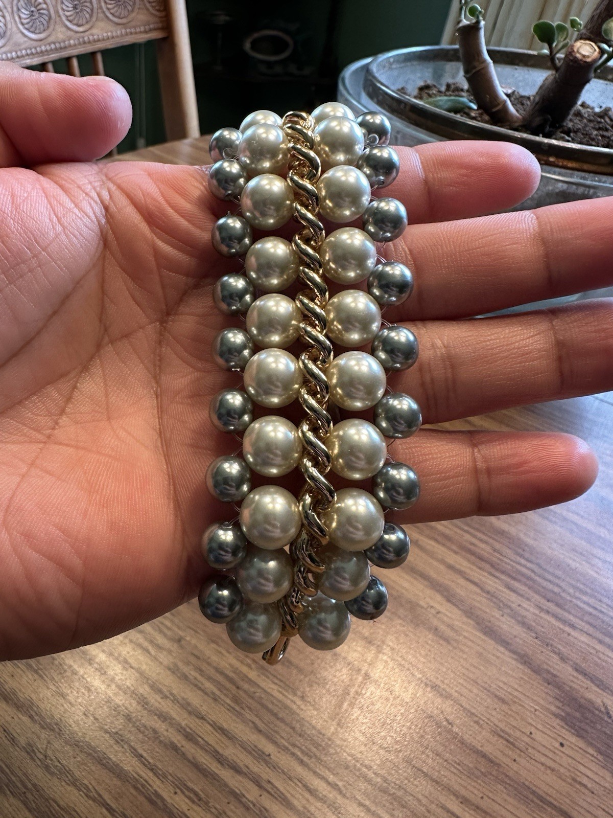 VTG Kenneth Jay Lane White & Gray Faux Pearl Gold… - image 11